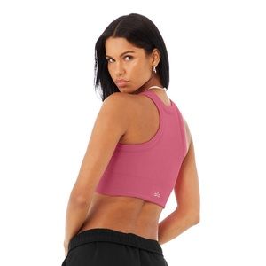 Alo Yoga XS Seamless Delight High Neck Bra in Raspberry Sorbet